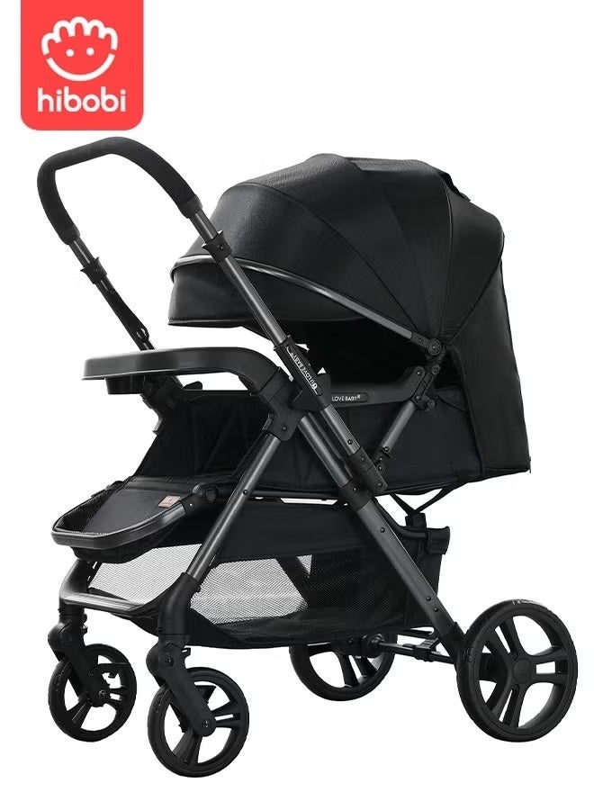 hibobi Luxury High Landscape Reversible Single Stroller｜Aerospace-Grade Metal Frame｜One-Hand Quick Fold｜Extra-Large Sleeping Basket & Storage Basket｜Advanced Shock Absorption System｜Large Wheels & 70KG Load Capacity - Image 1